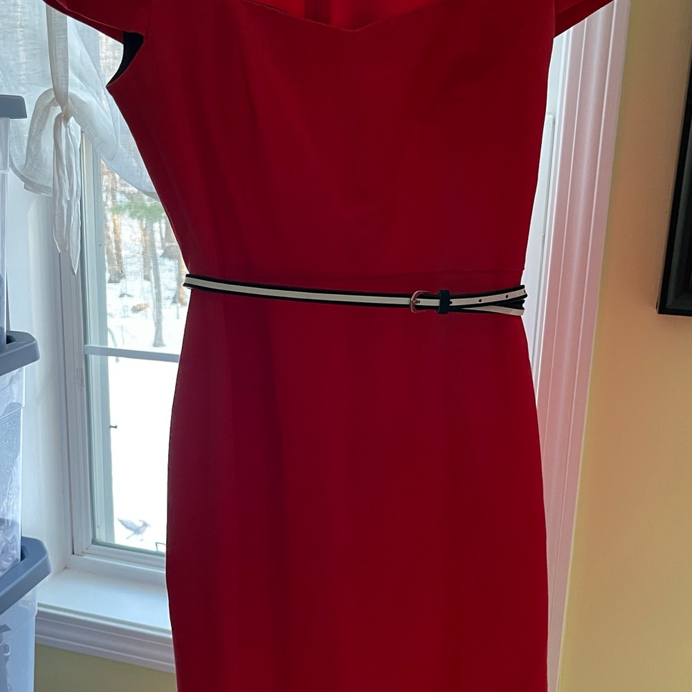 Elegant Red Dress with Belt